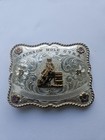 Vintage Sterling Silver Jackson Hole Wy  Belt Buckle Horse rodeo Barrel Racing