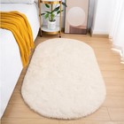 Fluffy Bedroom Rug  Small Oval Area Rugs  Cream Shag Bedside Carpet For Kids 