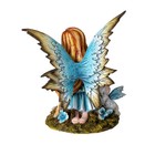 Blue Fairy With Cat Statue     Fantasy Fairy Figurine With Wings And Companion