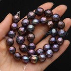 Huge 10-12mm Real Natural South Sea Baroque Black Edison Pearl Loose Beads 15  