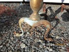 Vintage Brass Federal Style Fireplace Andirons Fire Dogs 20  Tall X 17 d Patina