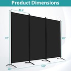 6 Ft Tall Room Divider Screen Fabric Wall Divider 3 Panel For Home Office Black