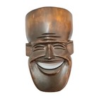 Vintage Hand-carved Wooden Comedy   Tragedy Mask Wall Decor Set