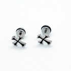 2pcs Stainless Steel Punk Rock Biker Cross Stud Earring Men Women Piercing 