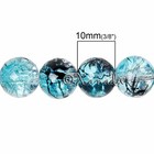 Turquoise Blue Glass Beads 10mm Beach Sea Crackle Beads G8106 - 20  50 Or 100pcs