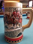 1988  Anheuser Busch  Budweiser Bud Holiday Christmas Beer Stein Clydesdales