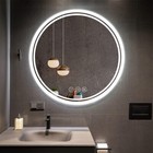 32in Round Lighted Mirror Led Bathroom Vanity Wall Mounted Mirror Touch Anti-fog