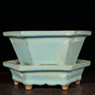 6 4 old China Song Dynasty Jun Kiln Porcelain Flower Bonsai Potted Plants Statue
