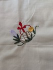 Vintage Embroidered Easter Ducks Floral Tablecloth Fringed 31x31 Soft Yellow 