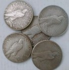 Peace Silver Dollars 1921-1935 Lot Of 5 Uncirculated 90  Silver Coin Mixed Year