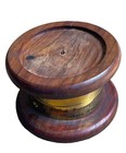 Nautical Compass Brass Gold Tone Wooden Stand Desk Decor Maritime Collectible