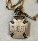 Antique Gold Filled Foe Fraternal Order Of Eagles  Watch Fob Chain 20   l