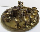 27 Vintage 1920 s Miniature Brass Doll House Size Goblets tray pans orig Patina