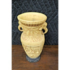Vintage Chinese Carved Composite Vase Or Urn With Elephant Head Handles - Asian
