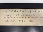 Antique 1840 Handmade Framed Alphabet Sampler Embroidery In Green And Pink