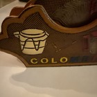 Vtg Leather Hand Tooled Colombia Coasters Set Of 5 Folk Art Embossed Scene