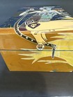 Egyptian Theme Trinket Box  Lacquered Enamel Jewelry Vintage 9   w X 6   d X 4   h