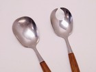Vintage Teak Salad Servers Spoon Fork Mid Century Modern Scandinavian