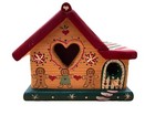 Vtg Christmas Wood Hand Painted Gingerbread Hanging Bird House Decor Mexico