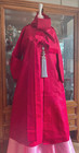 L-xl Vintage Korean Durumagi Hanbok Coat Red Floral Long Coat Scarf Set