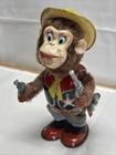 Vintage Tin Litho  monkey The Sheriff  Wind Up Toy  Japan   Works