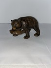 Vintage O m c  Japan Cast Iron Grizzly Bear With Fish In Mouth 4 3lb Rare Item
