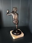 Design Bronze Sculpture Of Pan  Greek God Of The Forest 10    Tall Marble Base