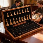 Handmade Wooden Chess Set With Storage Box Folding Travel With Chess Pieces 8 In