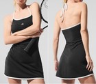 Alo Yoga Softsculpt Halter Tennis Dress Built-in Shorts Size Small Black White