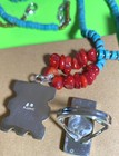 Lot Navajo T King Sterling Silver Turquoise Arrow Ring   W Feeney Coral Necklace