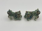 Chinese Foo Dogs Green And Blue   Tall Inarco Statue Vintage Porcelain