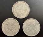Lot Of  3  France Silver 5 Francs Coins 1874-a 1875-a 1876-a Hercules Dupr   90    