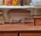 Dollhouse Pig Cutting Board Walnut Wood 1 12 Scale Miniature Kitchen Accessory