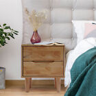 Nordic Style Solid Wood 2 Drawers Bedside Table Nightstand Home Decor