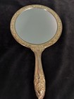 Vintage Floral Pattern Silver Plated Hand-held Vanity Mirror