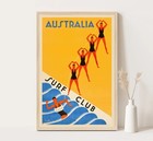 Australia Surf Club Vintage Travel Poster