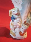 Antique Porcelain Cavalier King Charles Spaniel Dog With Cat Spill Vase