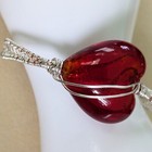 Handmade Bracelet Red Lampwork Heart Wirework By Pat2 Size 7 5