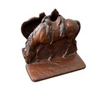 Vintage Copper Finish Cast Metal Saddled Western Horses Bookends