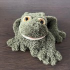 Vintage Frog Plush Shaggy Green Grumpy Amber Eyes Stuffed Animal Toy Nwot