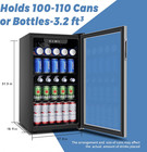 90-can Freestanding Beverage Refrigerator With Glass Door And Adjustable Shelves
