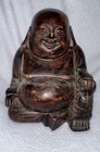 Hand-carved Laughing Buddha Rosewood Statue Buddhist Folk Art 8 1 2in