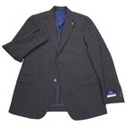 Hart Schaffner Marx Wool Suit Mens 46r X 40 Charcoal Gray Plaid Ny Fit Soft