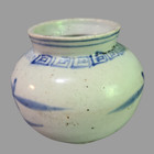 Antique Korean Pottery Blue   White Joseon Vase Jar 5   High  v1