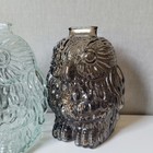Trio Of Vintage Glass Owl Vases 6  Mid-century Modern Textured Figural Art Set