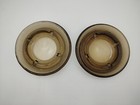 Set Of 2 Vintage Glass Round Ashtrays Smoke Green