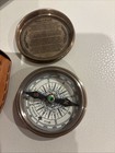 Authentic Vintage Style Brass Pocket Compass With Leather Case
