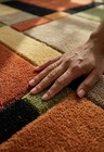 Modern Geometric Area Rug  Hand Tufted Wool Rug  Abstract Green  Block Carpet 