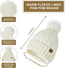 Womens Winter Warm Beanie Hat Long Neck Scarf And Touchscreen Gloves Set With Fl