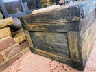 Old Antique Pine Chest  Vintage Wooden Storage Trunk  Blanket Box  Coffee Table 